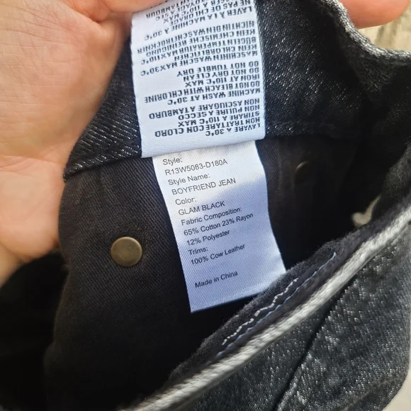 R13 | Boyfriend Jean In Glam Metallic Black Silver Size 25 - Picture 11 of 12